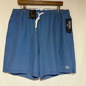 RHONE Blue Patterned Men's Swim Trunks